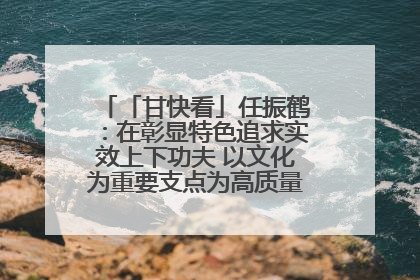 「甘快看」任振鹤：在彰显特色追求实效上下功夫 以文化为重要支点为高质量发展增添动能