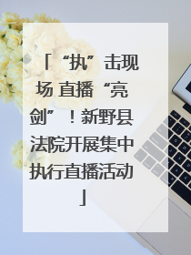 “执”击现场 直播“亮剑”！新野县法院开展集中执行直播活动