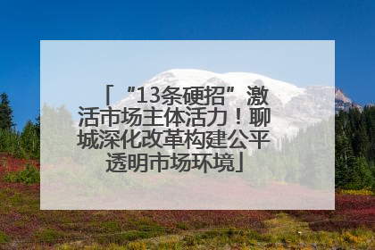 “13条硬招”激活市场主体活力！聊城深化改革构建公平透明市场环境