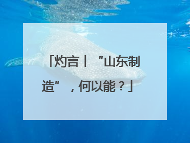 灼言丨“山东制造”，何以能？