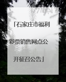 石家庄市福利彩票销售网点公开征召公告