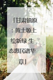 甘肃镇原：黄土塬上绘新绿 生态惠民谱华章