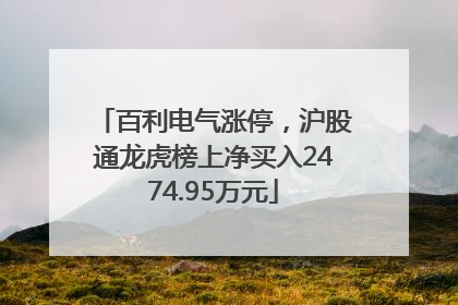 百利电气涨停，沪股通龙虎榜上净买入2474.95万元