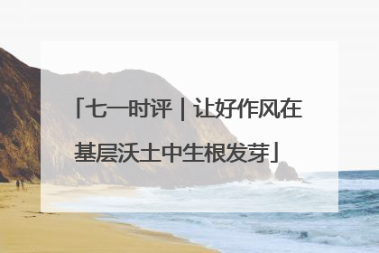 七一时评｜让好作风在基层沃土中生根发芽