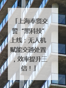 上海奉贤交警“黑科技”上线：无人机赋能交通处置，效率提升三倍！