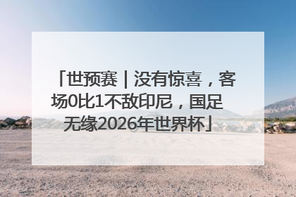 世预赛｜没有惊喜，客场0比1不敌印尼，国足无缘2026年世界杯