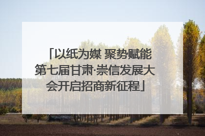 以纸为媒 聚势赋能 第七届甘肃·崇信发展大会开启招商新征程