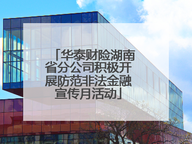 华泰财险湖南省分公司积极开展防范非法金融宣传月活动