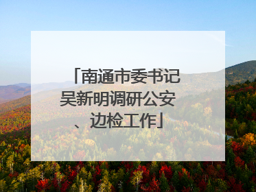 南通市委书记吴新明调研公安、边检工作