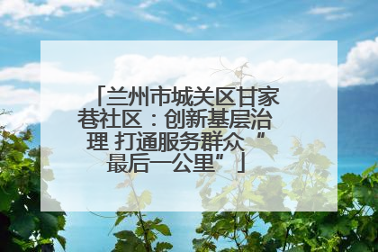 兰州市城关区甘家巷社区：创新基层治理 打通服务群众“最后一公里”