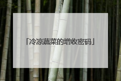 冷凉蔬菜的增收密码