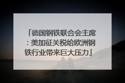 德国钢铁联合会主席：美加征关税给欧洲钢铁行业带来巨大压力