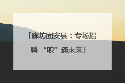 廊坊固安县：专场招聘 “职”通未来