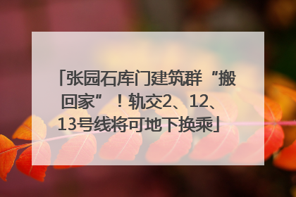 张园石库门建筑群“搬回家”！轨交2、12、13号线将可地下换乘