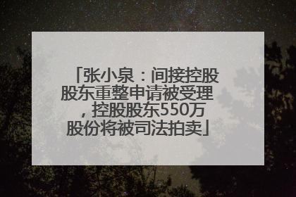 张小泉：间接控股股东重整申请被受理，控股股东550万股份将被司法拍卖