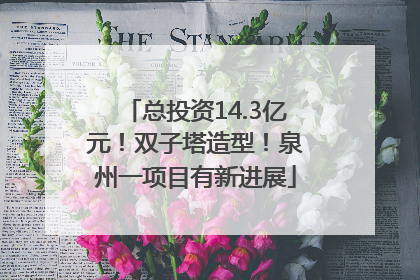 总投资14.3亿元！双子塔造型！泉州一项目有新进展