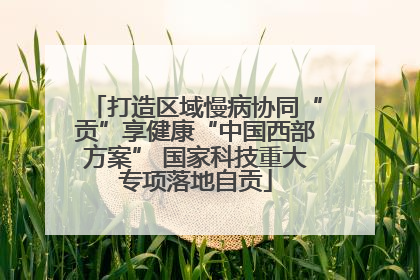 打造区域慢病协同“贡”享健康“中国西部方案” 国家科技重大专项落地自贡