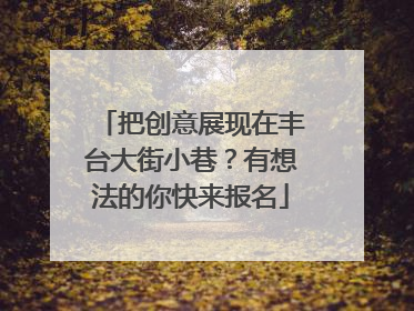 把创意展现在丰台大街小巷？有想法的你快来报名