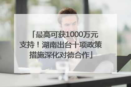 最高可获1000万元支持！湖南出台十项政策措施深化对德合作