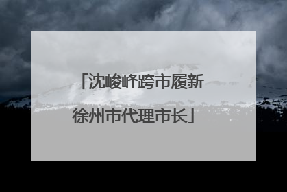 沈峻峰跨市履新徐州市代理市长