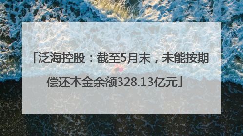泛海控股：截至5月末，未能按期偿还本金余额328.13亿元