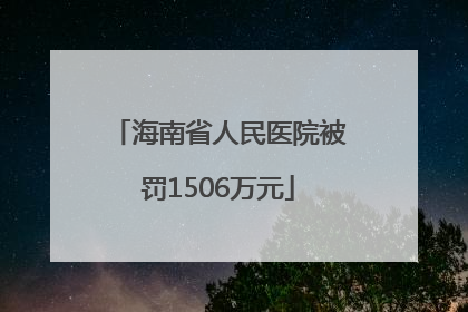 海南省人民医院被罚1506万元