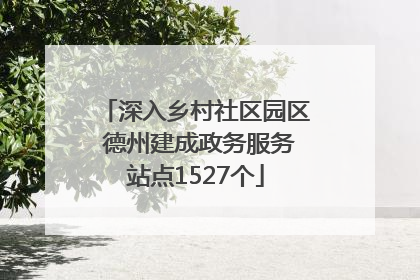 深入乡村社区园区 德州建成政务服务站点1527个