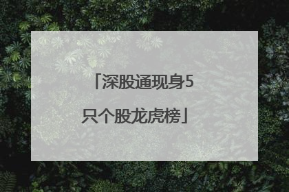 深股通现身5只个股龙虎榜