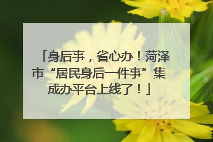 身后事，省心办！菏泽市“居民身后一件事”集成办平台上线了！