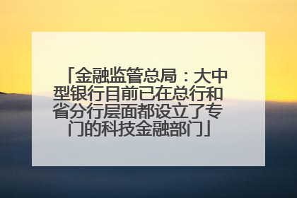 金融监管总局：大中型银行目前已在总行和省分行层面都设立了专门的科技金融部门