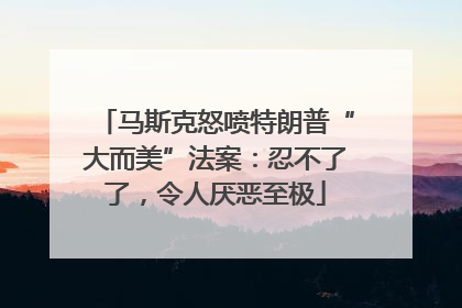 马斯克怒喷特朗普“大而美”法案：忍不了了，令人厌恶至极