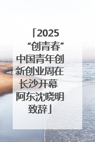 2025“创青春”中国青年创新创业周在长沙开幕 阿东沈晓明致辞